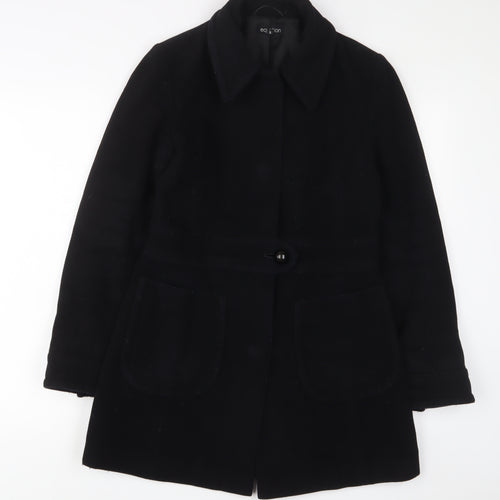 Editions Womens Black Overcoat Coat Size 8 Button
