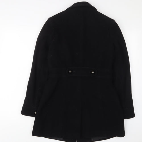 Editions Womens Black Overcoat Coat Size 8 Button