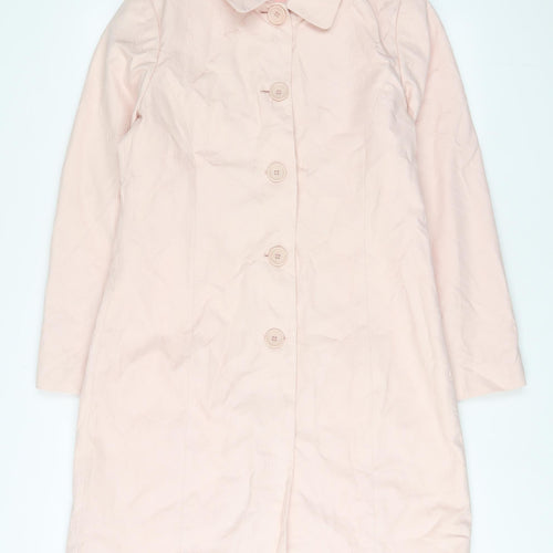NEXT Womens Pink Geometric Overcoat Coat Size 12 Button - Embroidered