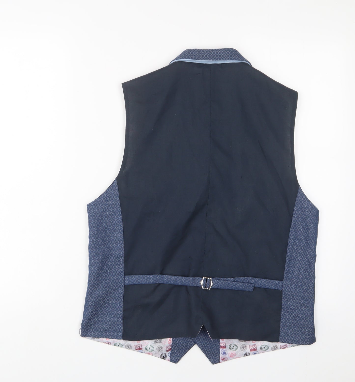 CAVANI Mens Blue Polyester Jacket Suit Waistcoat Size 38 Regular