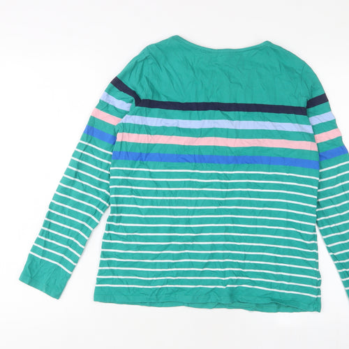 NEXT Womens Green Striped Cotton Basic T-Shirt Size 10 Crew Neck