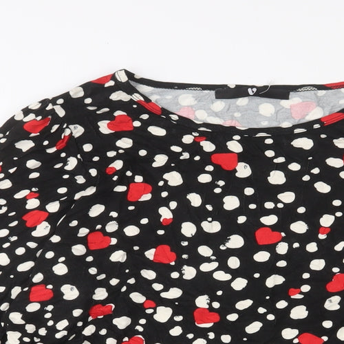 Very Womens Multicoloured Geometric Viscose Basic T-Shirt Size 14 Boat Neck