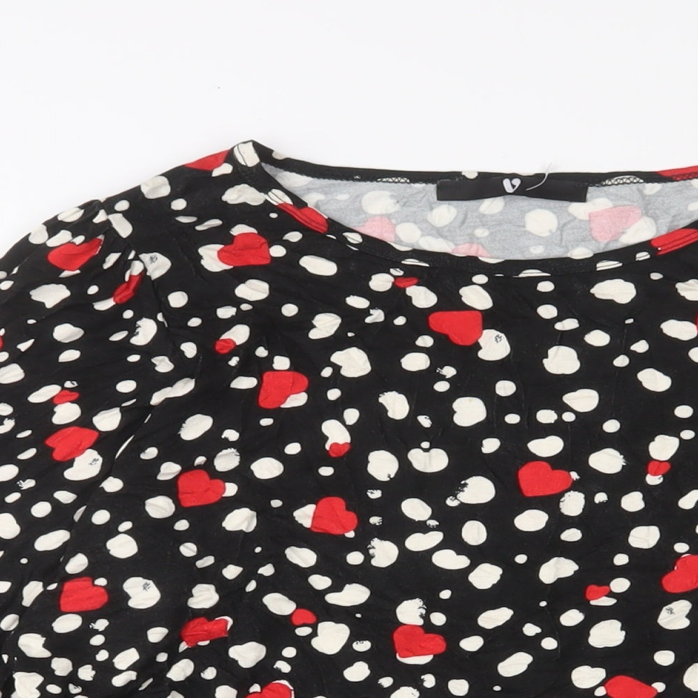 Very Womens Multicoloured Geometric Viscose Basic T-Shirt Size 14 Boat Neck