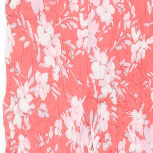 VERO MODA Womens Pink Floral Viscose Trousers Size 2XL L29 in Regular