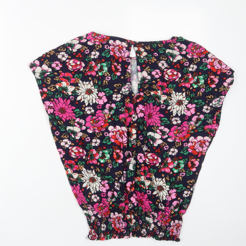 NEXT Womens Pink Floral Cotton Basic T-Shirt Size 10 Crew Neck