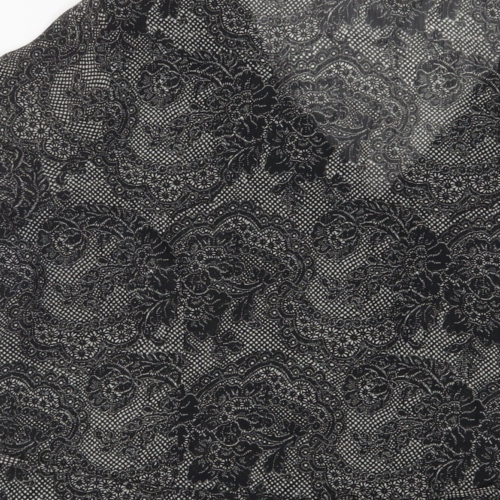 M&Co Womens Black Fair Isle Polyester Basic Blouse Size 20 V-Neck