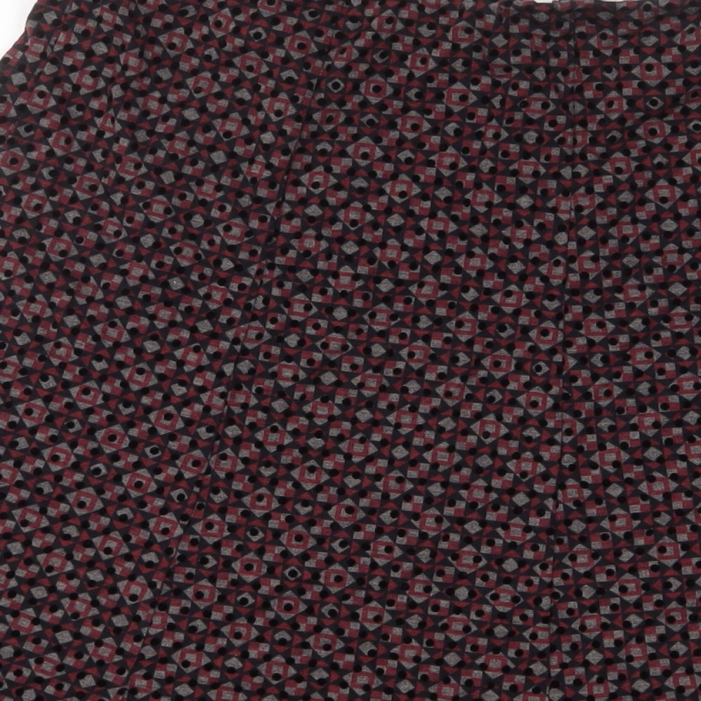 Classic Womens Multicoloured Geometric Polyester A-Line Skirt Size 16