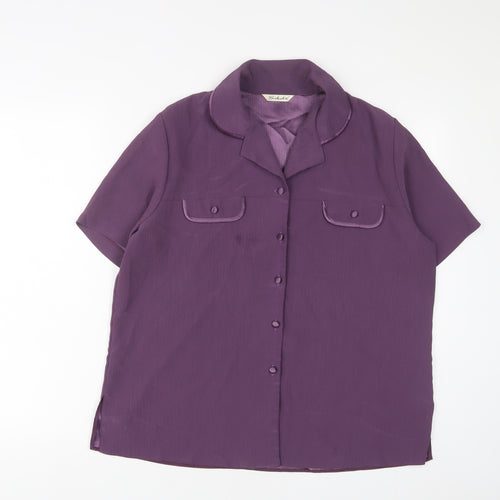 Berkertex Womens Purple Polyester Basic Button-Up Size 16 Collared