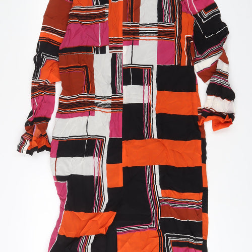 Marina Rinaldi Womens Multicoloured Striped Viscose Sheath Size 14 Boat Neck Zip