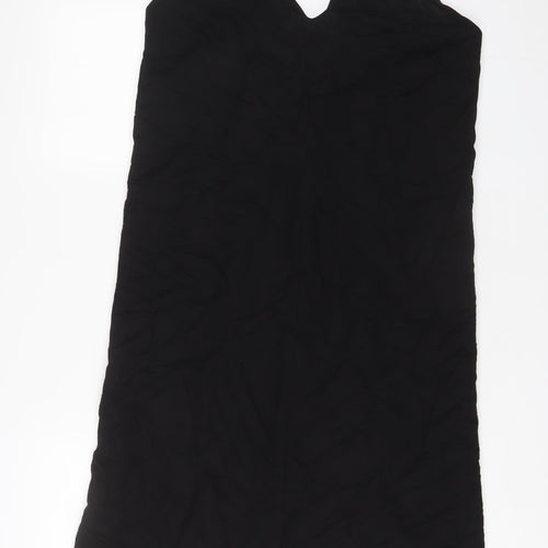 Zara Womens Black Cotton Tank Dress Size S V-Neck Pullover - Belted