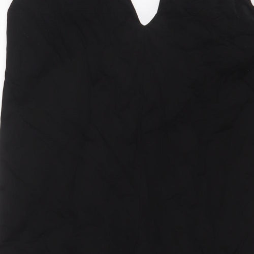 Zara Womens Black Cotton Tank Dress Size S V-Neck Pullover - Belted