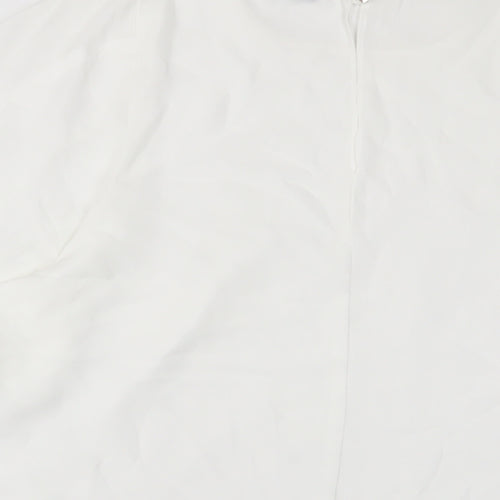 M&Co Womens White Polyester Basic T-Shirt Size 14 Crew Neck