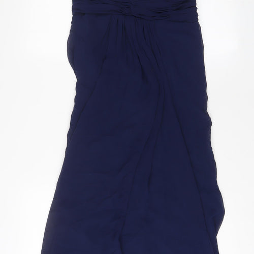 Coast Womens Blue Polyester Maxi Size 10 Scoop Neck Zip - Studded