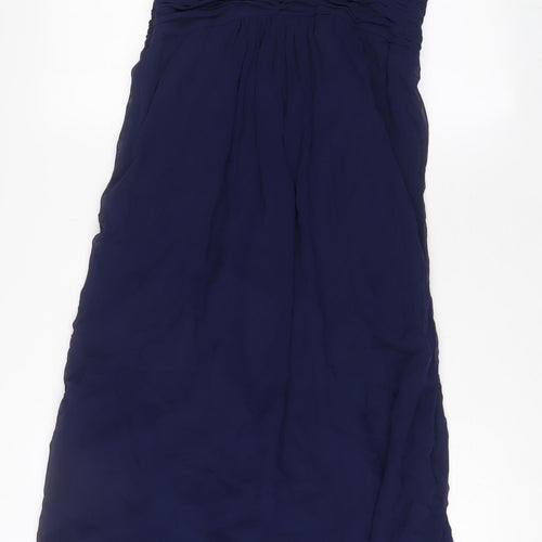 Coast Womens Blue Polyester Maxi Size 10 Scoop Neck Zip - Studded