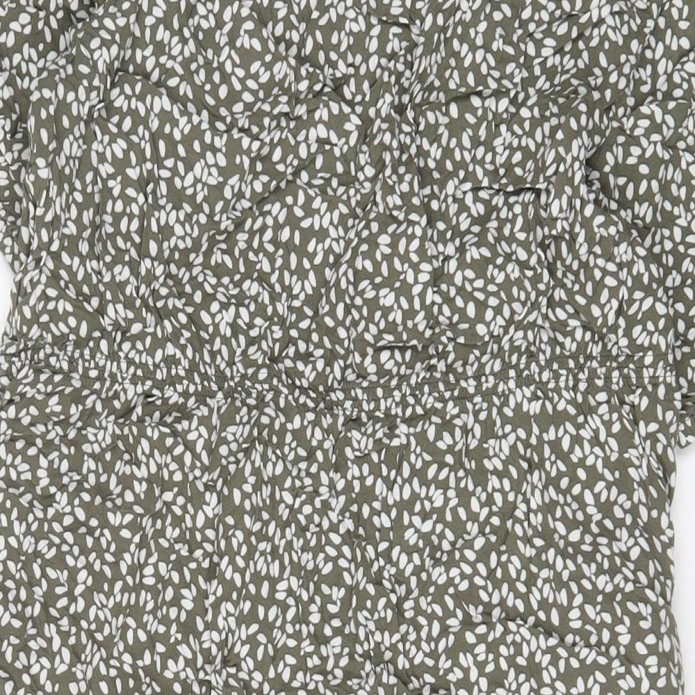 John Lewis Womens Green Geometric Viscose A-Line Size 14 V-Neck Pullover