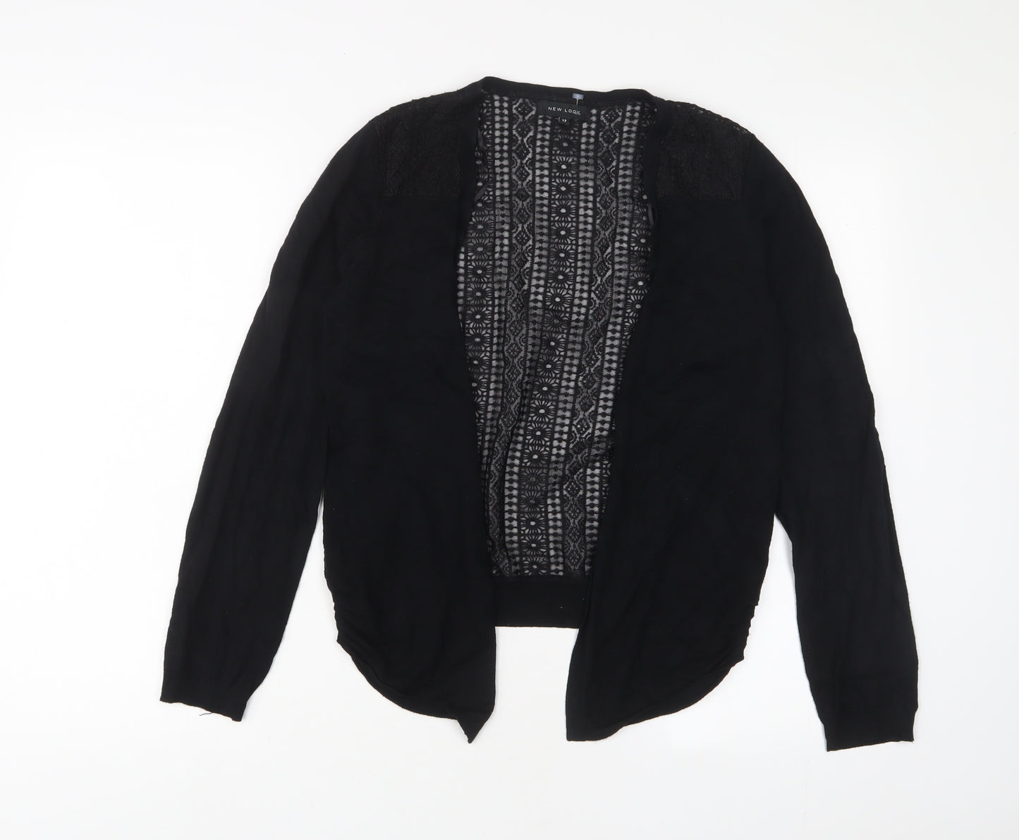 New Look Womens Black V-Neck Polyester Cardigan Jumper Size 12 - Lace
