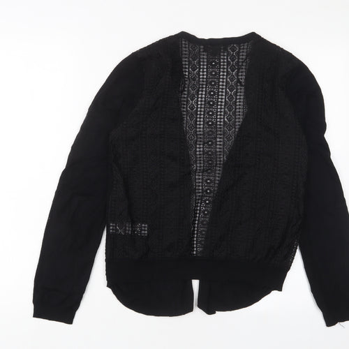 New Look Womens Black V-Neck Polyester Cardigan Jumper Size 12 - Lace