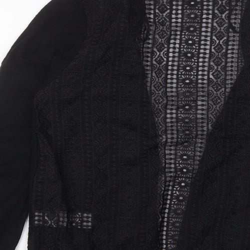 New Look Womens Black V-Neck Polyester Cardigan Jumper Size 12 - Lace