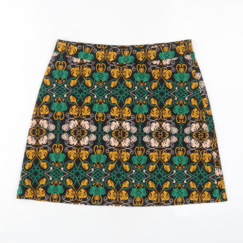 H&M Womens Multicoloured Geometric Polyester A-Line Skirt Size 28 in