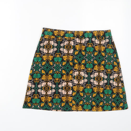 H&M Womens Multicoloured Geometric Polyester A-Line Skirt Size 28 in