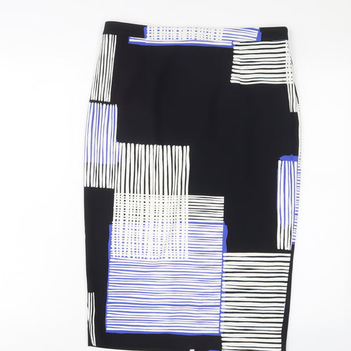 NEXT Womens Black Geometric Polyester A-Line Skirt Size 10 Zip