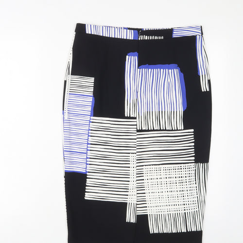 NEXT Womens Black Geometric Polyester A-Line Skirt Size 10 Zip
