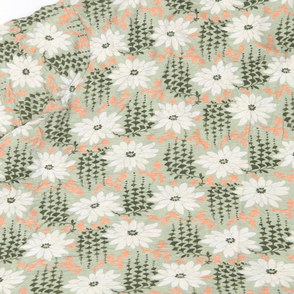 Per Una Womens Green Floral Polyester Basic T-Shirt Size 24 Crew Neck