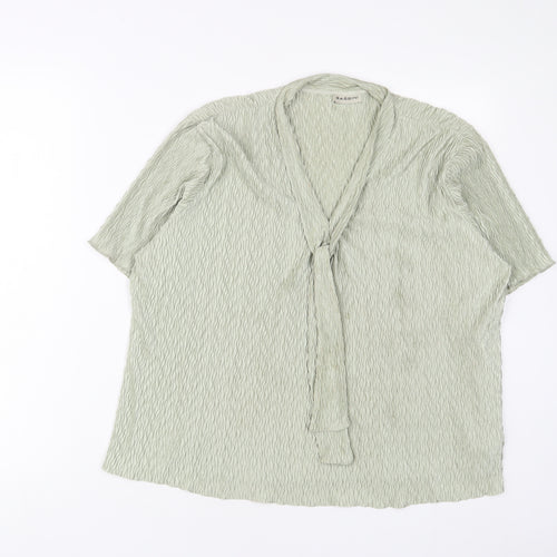 BASSINI Womens Green Polyester Basic T-Shirt Size XL Collared