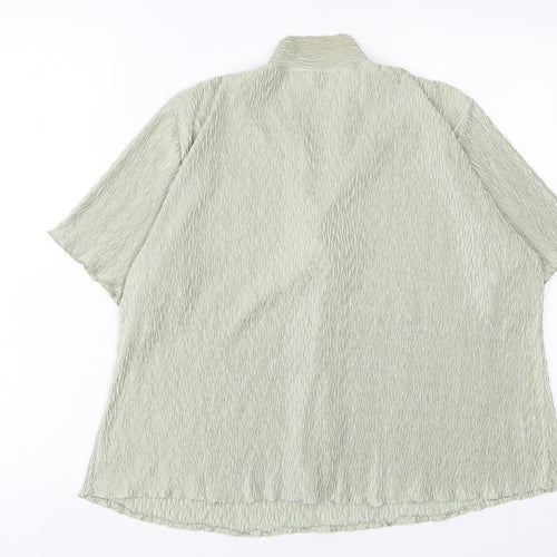 BASSINI Womens Green Polyester Basic T-Shirt Size XL Collared