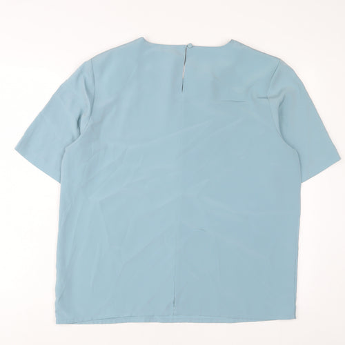 Jacques Vert Womens Blue Polyester Basic T-Shirt Size 14 Crew Neck