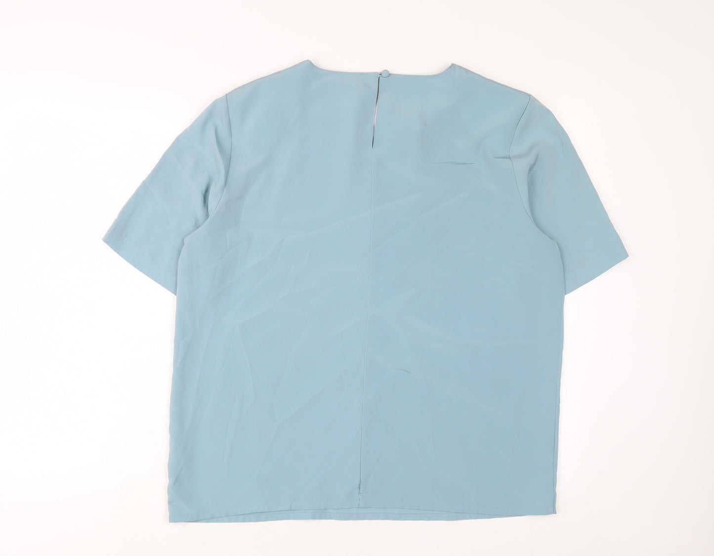 Jacques Vert Womens Blue Polyester Basic T-Shirt Size 14 Crew Neck