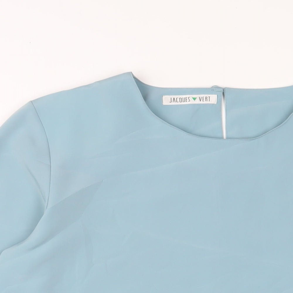 Jacques Vert Womens Blue Polyester Basic T-Shirt Size 14 Crew Neck