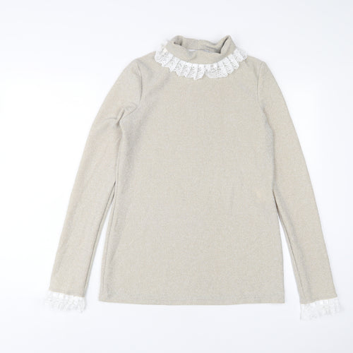 Acheval Womens Gold Polyamide Pullover Sweatshirt Size L Pullover - Glitter