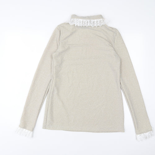 Acheval Womens Gold Polyamide Pullover Sweatshirt Size L Pullover - Glitter