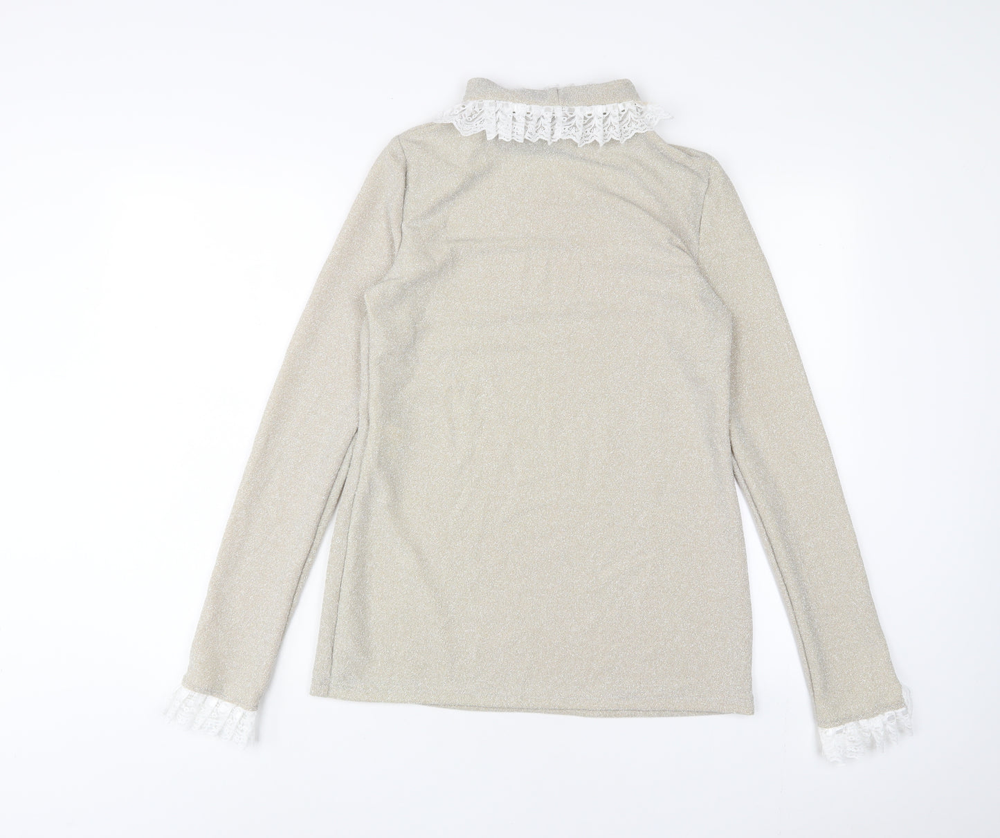 Acheval Womens Gold Polyamide Pullover Sweatshirt Size L Pullover - Glitter