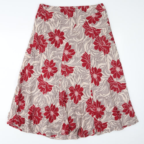 Windsmoor Womens Red Floral Linen A-Line Skirt Size 16