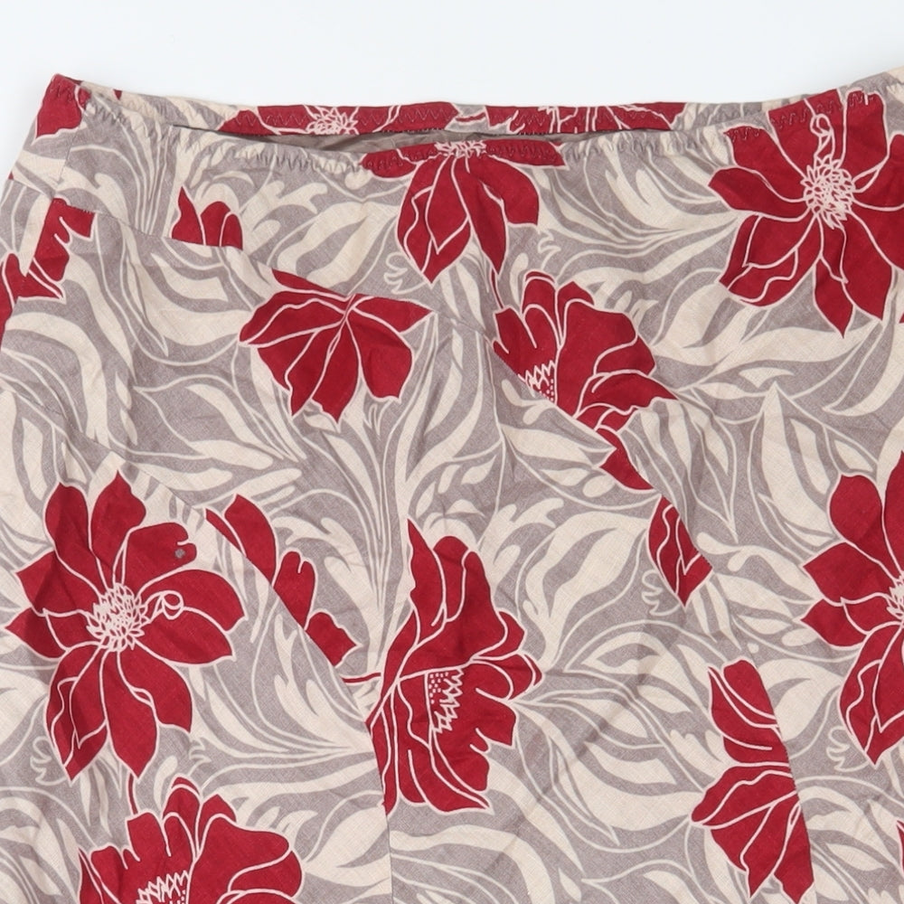 Windsmoor Womens Red Floral Linen A-Line Skirt Size 16