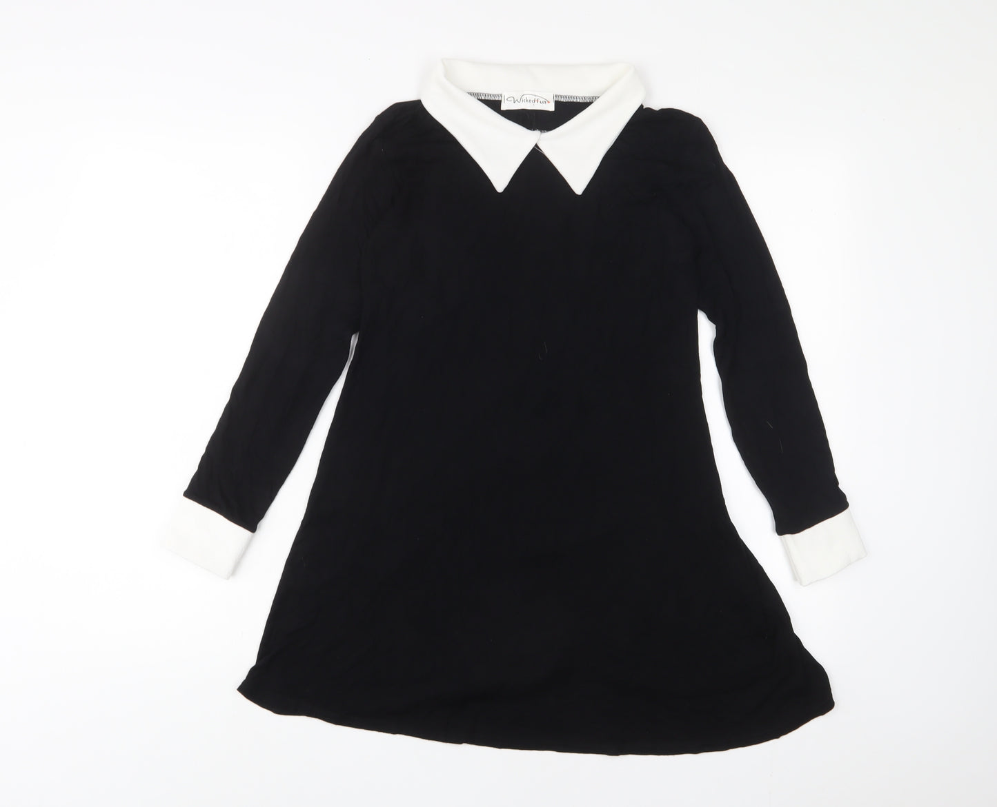Wicked Girls Black Viscose A-Line Size 13-14 Years Collared Pullover