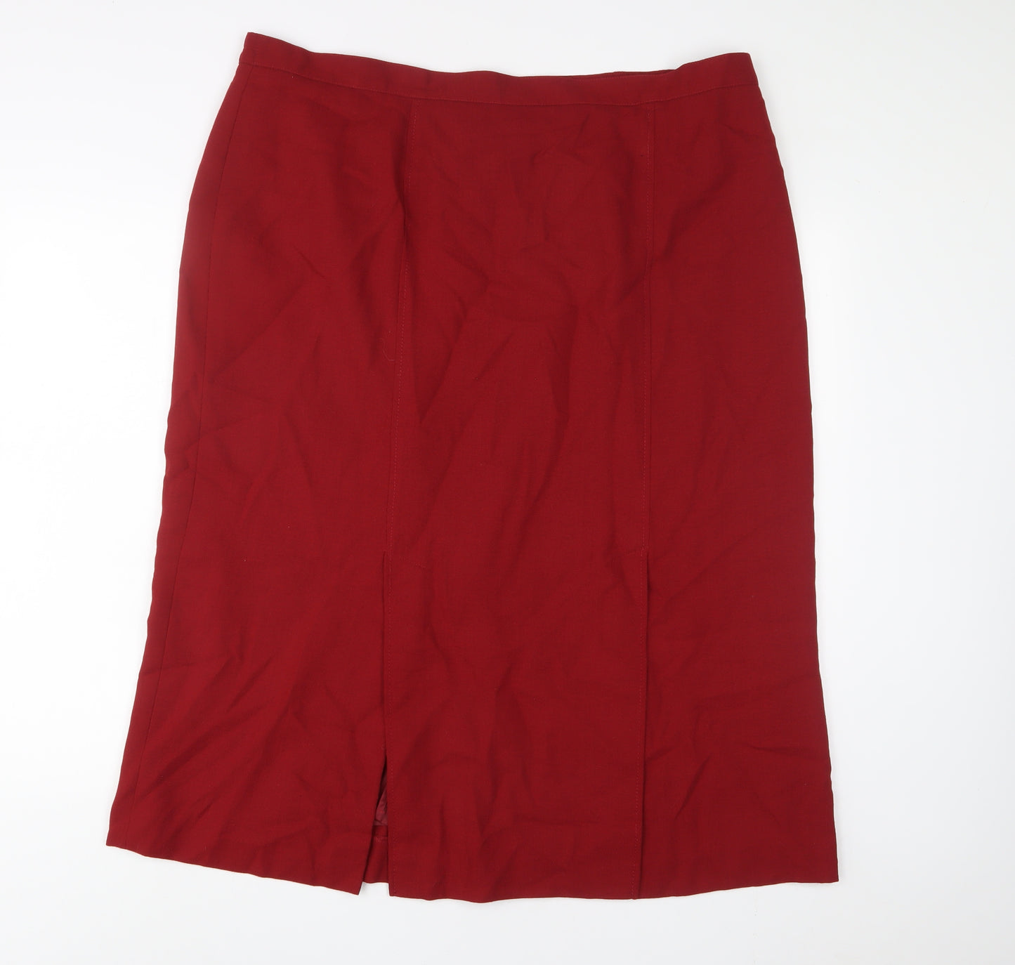 ELVI Womens Red Wool A-Line Skirt Size 20 Button