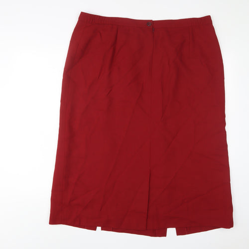 ELVI Womens Red Wool A-Line Skirt Size 20 Button