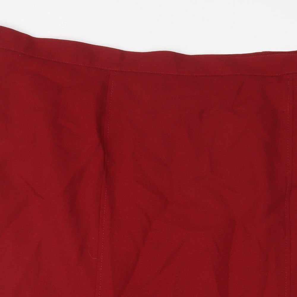 ELVI Womens Red Wool A-Line Skirt Size 20 Button