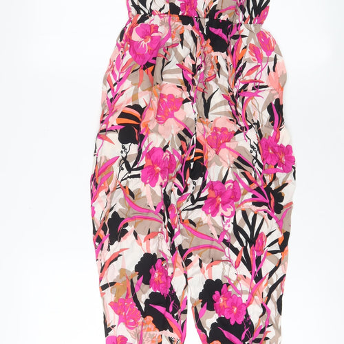 Miss Selfridge Womens Pink Geometric Viscose Jumpsuit One-Piece Size 8 Pullover