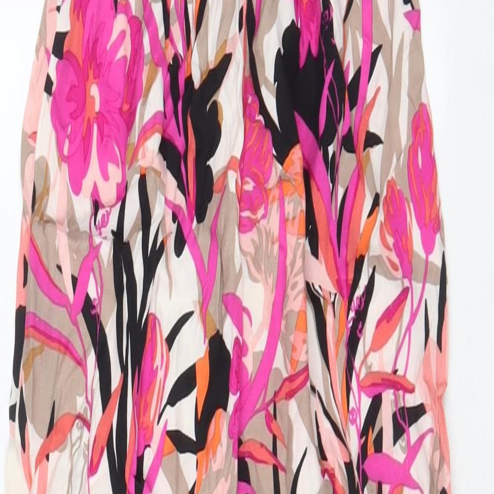 Miss Selfridge Womens Pink Geometric Viscose Jumpsuit One-Piece Size 8 Pullover