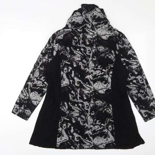 Saloos Womens Black Geometric Polyester Tunic T-Shirt Size 16 High Neck