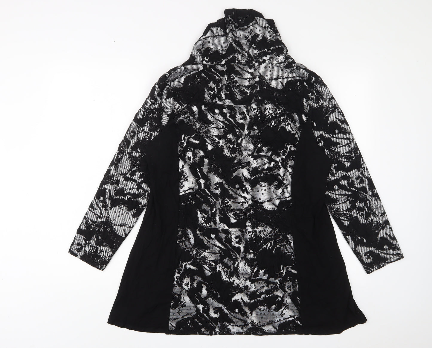 Saloos Womens Black Geometric Polyester Tunic T-Shirt Size 16 High Neck