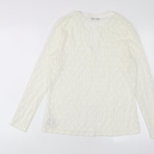 Marks and Spencer Womens Ivory Polyester Basic Blouse Size 16 V-Neck