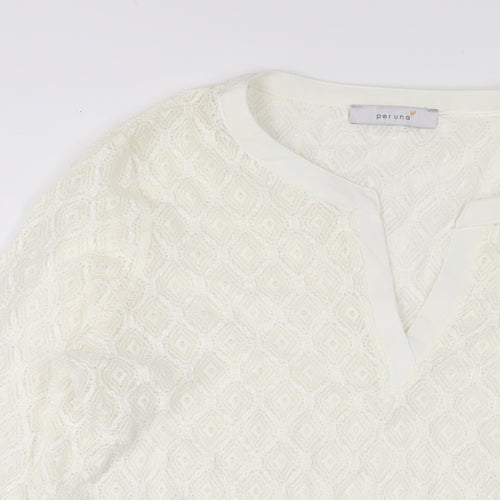 Marks and Spencer Womens Ivory Polyester Basic Blouse Size 16 V-Neck