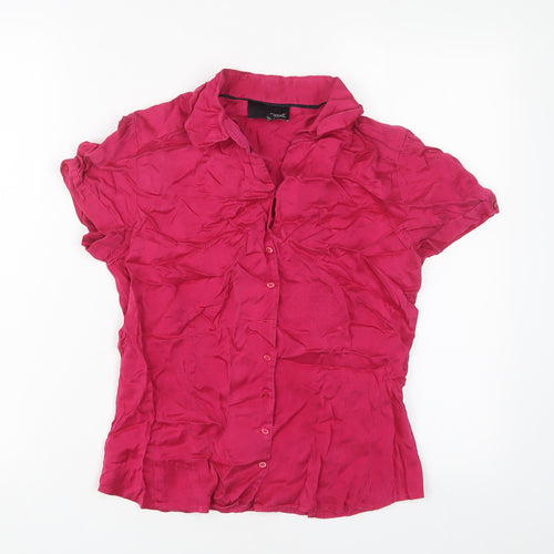 NEXT Womens Pink Silk Basic Button-Up Size 12 Collared
