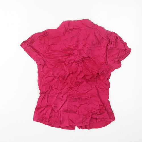 NEXT Womens Pink Silk Basic Button-Up Size 12 Collared