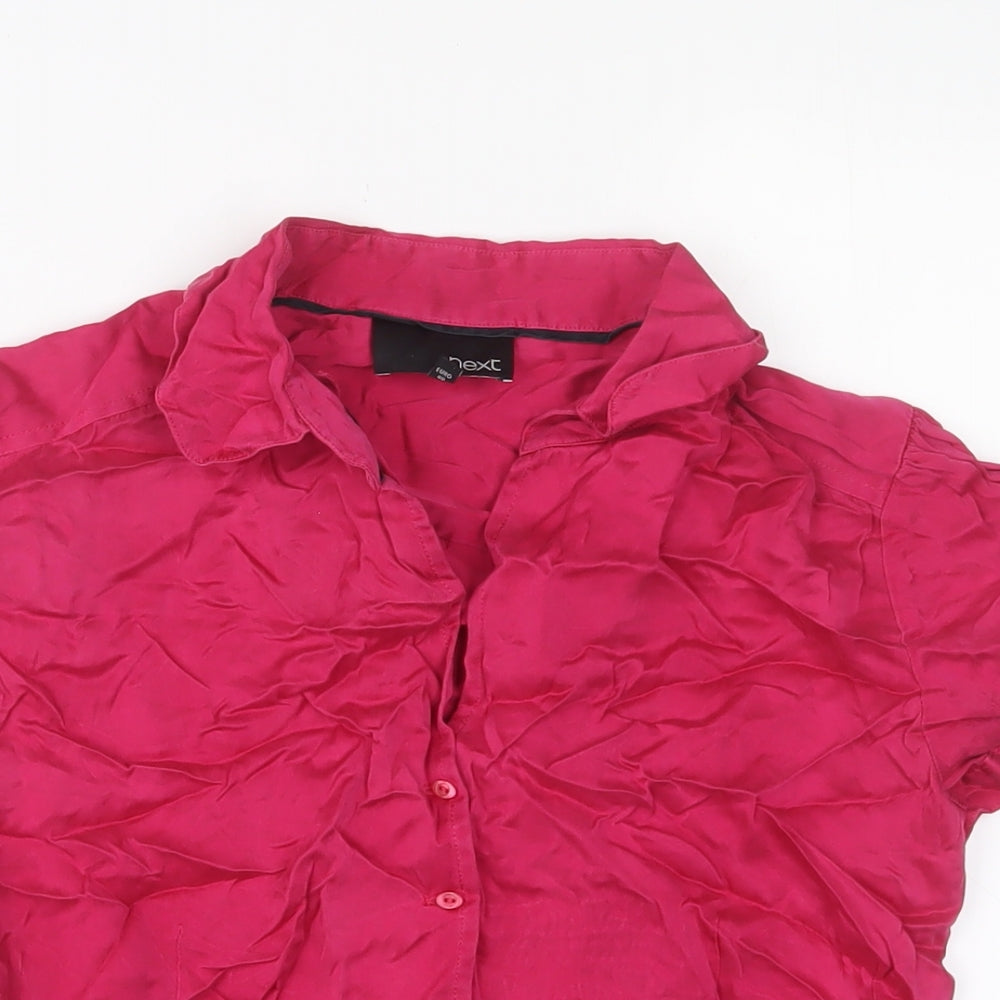 NEXT Womens Pink Silk Basic Button-Up Size 12 Collared